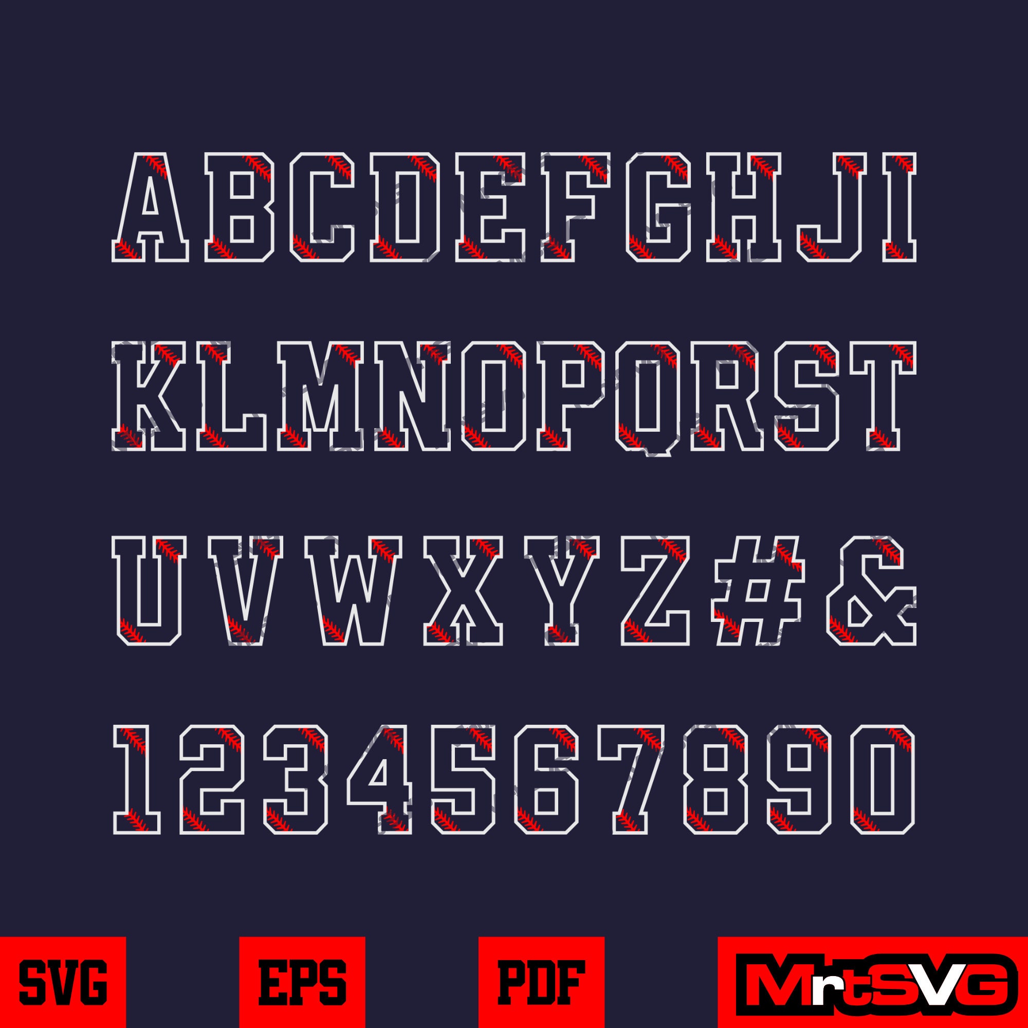 Baseball Font SVG: Numbers, Letters, Team Design (digital Download) - Etsy