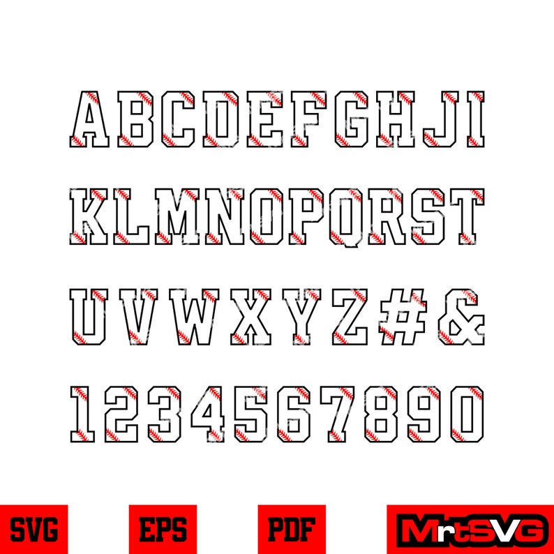 Baseball Font SVG: Numbers, Letters, Team Design (digital Download) - Etsy