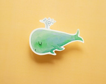 Cute Whale Vinyl Waterproof Sticker - Laptop sticker - vinyl decal - cute animal sticker