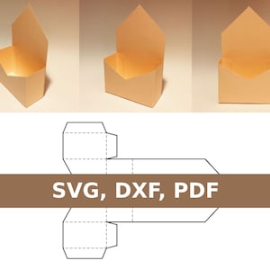 Caja de regalo con forma de sobre, plantilla de caja de regalo con forma de sobre, caja de regalo con forma de sobre, soporte para sobre, SVG, PDF, Cricut, Silhouette