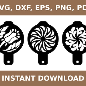 Plantilla de café svg, plantilla de café con leche, plantilla de barista, plantilla, plantilla dxf, plantilla png, plantilla de capuchino, Cricut, Silhouette