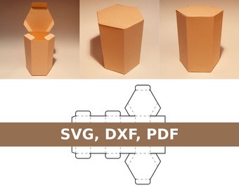 Plantilla de caja hexagonal, caja de regalo hexagonal, plantilla de caja hexagonal, SVG, PDF, Cricut, Silhouette
