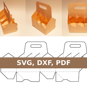 Portabotellas de seis latas, plantilla para portabotellas, portabotellas de seis latas, bolsa para transportar cerveza, portabotellas de cerveza, SVG, DXF, PDF, Cricut, Silhouette