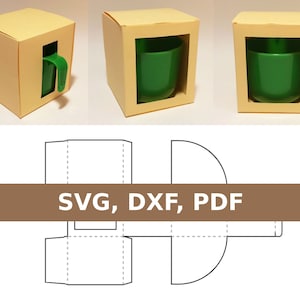 Mug box template, cup gift box, coffee mug box, cup box, mug gift box, tea cup box, SVG, PDF, Cricut, Silhouette