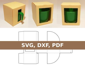 Tasse Box Vorlage, Tasse Geschenkbox, Kaffeetasse Box, Tassenbox, Tasse Geschenkbox, Teetassenbox, SVG, PDF, Cricut, Silhouette