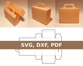 Briefcase box template, gift box with handle, SVG, PDF, Cricut, Silhouette