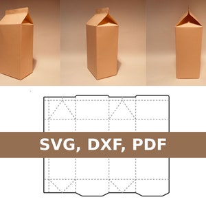 Milk template, carton box, milk carton box, milkbox, gable top carton, juice box, juice carton, SVG, PDF, Cricut, Silhouette