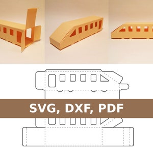 Box Vorlage, U-Bahn-Box, zugförmige Box, Transportbox, Zuggeschenkbox, SVG, DXF, PDF, Cricut, Silhouette
