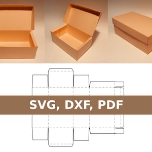 Opbergdoos met dekselsjabloon, rechthoekige doos met deksel, rechthoekige doos met deksel, pdf, SVG, Cricut, Silhouette