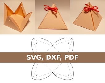 Pyramid shape box template, pyramid box, triangle box, DIY box, gift box template, digital box, SVG PDF file download