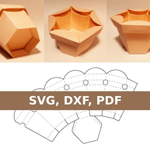 Plantilla de caja para maceta, caja para flores, maceta de papel, caja para maceta, caja para regalo de flores, SVG, DXF, PDF, Cricut, Silhouette
