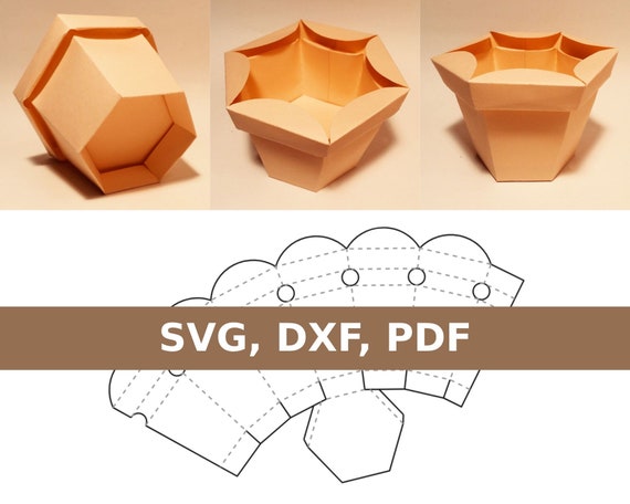 Flower pot box template, flower box, paper flower pot, pot box, flower gift box, SVG, DXF, PDF, Cricut, Silhouette