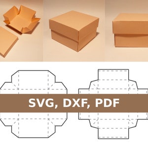 Quadratische Box mit Deckel, Box mit Deckel, Geschenkbox mit Deckel Vorlage, Aufbewahrungsbox mit Deckel, SVG, PDF, Cricut, Silhouette