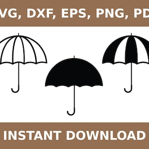 Umbrella svg, umbrella dxf, umbrella png, umbrella laser cut, umbrella cut file, umbrella cutout, umbrella template, Cricut, Silhouette