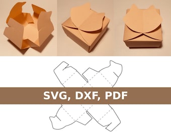 Cat box template, box with cat, cat gift box, cat shaped box, SVG, PDF, Cricut, Silhouette