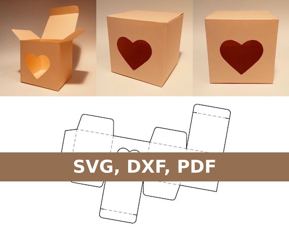 Heart box template, love gift box, heart gift box, romantic gift box, box with window, SVG, PDF, Cricut, Silhouette
