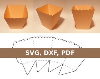 Popcorn box template, snack box, french fry box, SVG, PDF, Cricut, Silhouette