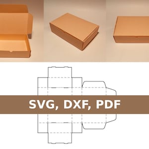 Plantilla de caja rectangular, caja rectangular, caja de zapatos, descarga de SVG PDF