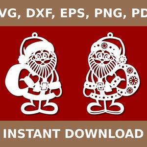 Svg du père Noël, modèle de père Noël, dxf du père Noël, père Noël dxf, fichier coupé père Noël, père Noël découpé au laser, père Noël svg, Cricut, Silhouette