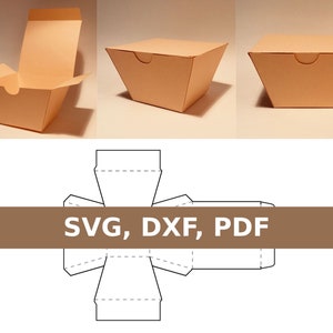 Szablon pudełka na wynos, pojemnik na frytki, pojemnik na wynos, pudełko na wynos, SVG, PDF, Cricut, Silhouette
