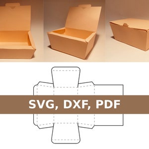 Szablon pudełka na wynos, pudełko na lunch, pudełko na przekąski, pudełko na żywność, pudełko na wynos, SVG, PDF, Cricut, Silhouette
