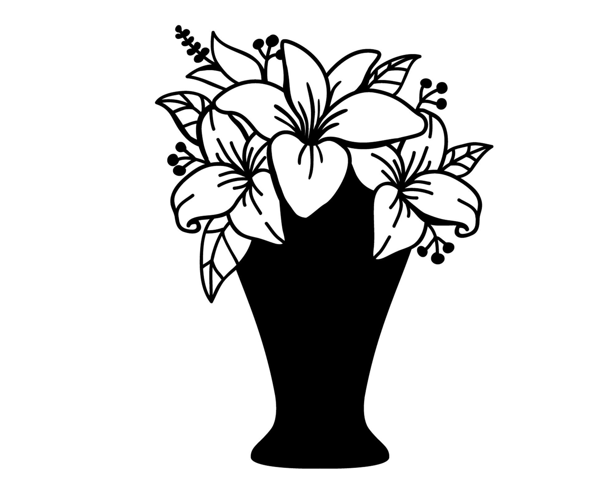 Flower Vase Svg, Flower Vase Dxf, Flower Vase Png, Flower Vase