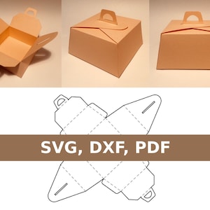 Szablon pudełka na ciasto, pudełko na słodycze, pudełko na deser, pudełko na ciasto, pojemnik na ciasto, pudełko na słodycze, SVG, PDF, Cricut, Silhouette