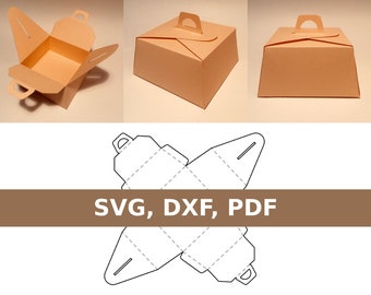 Modello per scatola per torte, scatola per dolci, scatola per dessert, scatola per torte, contenitore per torte, scatola per dolci, SVG, PDF, Cricut, Silhouette