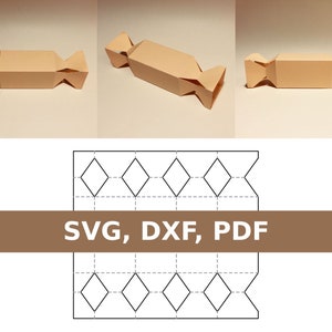 Modèle de boîte de biscuits, boîte de bonbons, boîte en forme de bonbons, boîte de biscuits de Noël, boîte de bonbons de Noël, SVG, PDF, Cricut, Silhouette