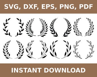 Laurel wreath svg, laurel branch svg, laurel leaf svg, floral wreath svg, branch wreath svg, leaf wreath svg, Cricut, Silhouette