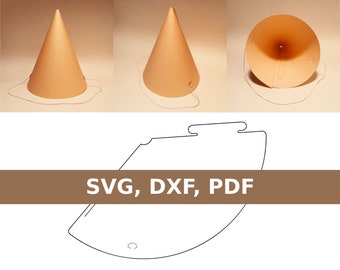 Party hat, birthday hat template, cone hat, paper hat, birthday party hat, party cone hat, SVG, DXF, PDF, Cricut, Silhouette
