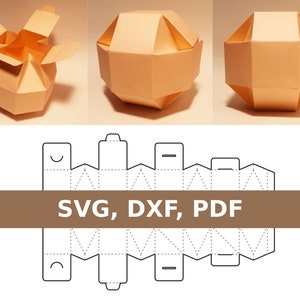Plantilla de caja esférica, caja con forma de bola, caja poligonal, caja poligonal, caja redonda, caja de regalo redonda, SVG, DXF, PDF, Cricut, Silhouette
