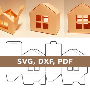 Caja de regalo para casa, caja para casa, caja para edificio, caja de regalo para edificio, caja de dulces, caja de regalo de dulces, SVG, DXF, PDF, Cricut, Silhouette