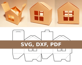 House gift box, house box, building box, building gift box, candy box, candy gift box, SVG, DXF, PDF, Cricut, Silhouette