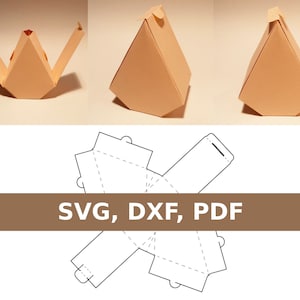 Cone box template, pyramid box, sandwich box, gift box, flower box,  SVG PDF digital files, instant download