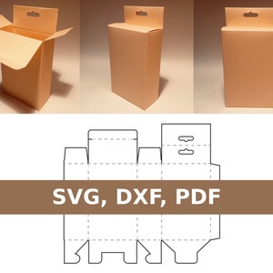 Modelo de caixa de cabide, embalagem de produto, caixa com cabide, caixa de produto, SVG, PDF, Cricut, Silhouette