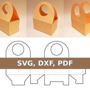 Modèle de sac en papier avec poignées, sac en papier, sac cadeau, sac de bricolage, sac avec poignées, sac de fête, sac de transport, SVG, DXF, PDF, Cricut, Silhouette