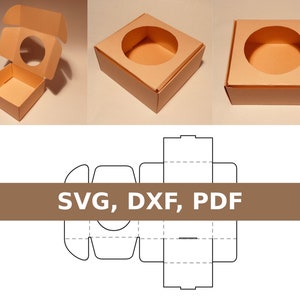 Caixa de bolo com janela, caixa de pastelaria com janela, caixa de padaria com janela, SVG, PDF, Cricut, Silhouette