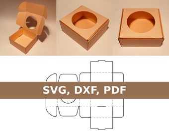 Cake box with window template, pastry box with window, bakery box with window, SVG, PDF, Cricut, Silhouette