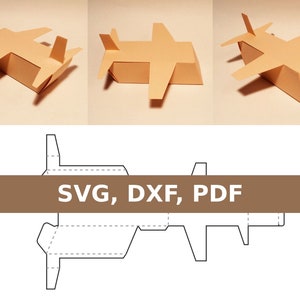 Szablon pudełka na samolot, papierowy samolot, papierowy samolot, pudełko na prezent w kształcie samolotu, pudełko na samolot, SVG, DXF, PDF, Cricut, Silhouette