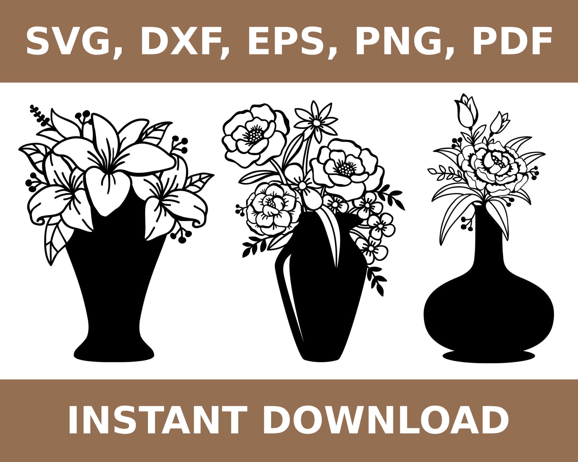 Flower Vase Svg, Flower Vase Dxf, Flower Vase Png, Flower Vase