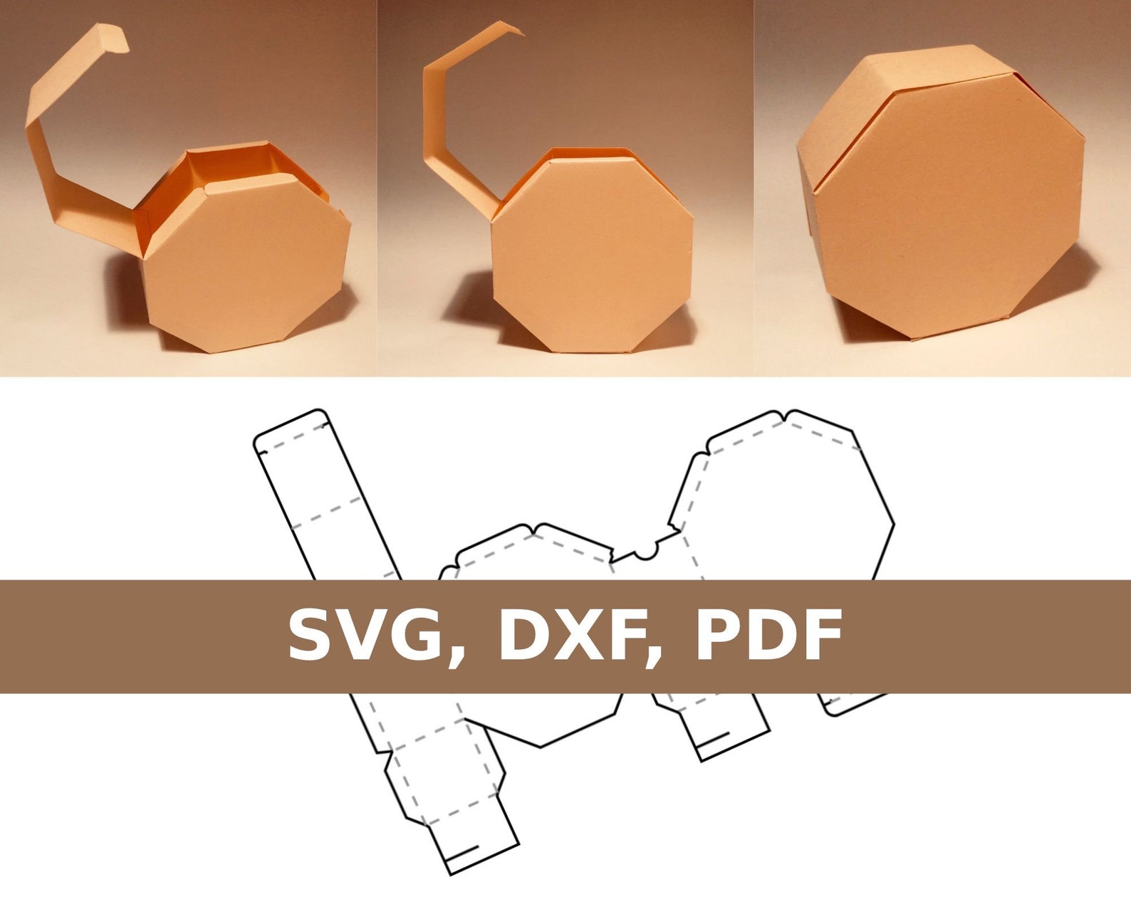 Octagon Box Template, Octagonal Bag, Octagon Box, Octagonal Bag, Gift ...