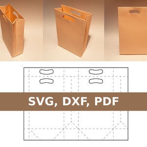Modello per busta di carta per la spesa, busta di carta, busta della spesa in formato SVG, busta in formato SVG, busta in formato PDF, modello per busta, SVG, PDF, Cricut, Silhouette