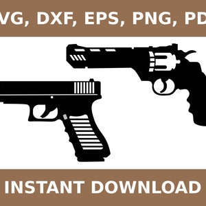 Pistola SVG, revólver SVG, Glock SVG, pistola DXF, pistola DXF, revólver DXF, pistola PNG, pistola PNG, revólver PNG, pistola SVG, Cricut, silueta