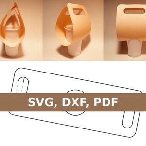 Modello per portabicchieri, portabicchieri da caffè, portabicchieri, borsa per bicchieri, portabicchieri da caffè, SVG, DXF, PDF, Cricut, Silhouette