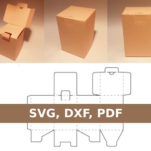 Plantilla de caja rectangular, caja de envío, contenedor de envío, caja de correo, caja corrugada, caja rectangular, SVG, descarga en PDF