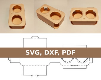 Plantilla de portavasos, portavasos de café, portavasos de papel, portavasos de plástico, portavasos para dos vasos, SVG, PDF, Cricut, Silhouette