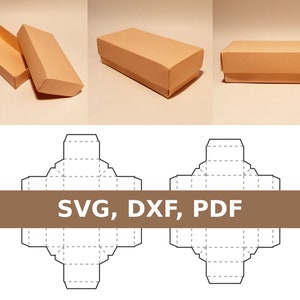 Modèle de boîte avec couvercle, boîte de rangement avec couvercle, boîte à chaussures, boîte rectangulaire avec couvercle, SVG, PDF, Cricut, Silhouette