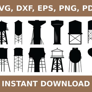 Water tower svg, water tower png, water tower template, water tower cutout, water tower pdf, water tower dxf, Cricut, Silhouette