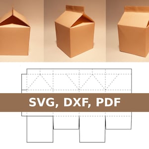 Plantilla de caja de leche, caja de leche, caja de cartón, caja de jugo, Cricut, Silhouette